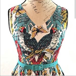 ModCloth tropical parrot dress with POCKETS